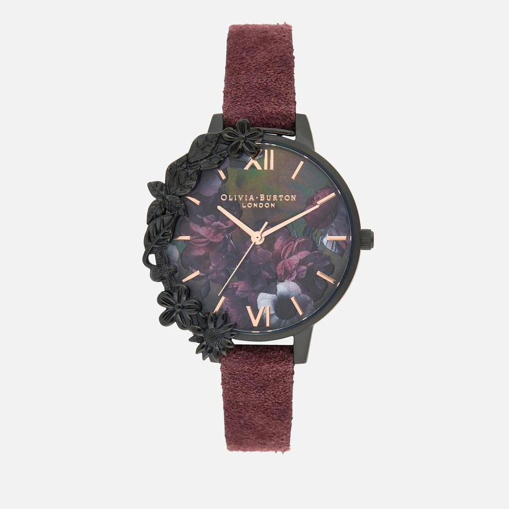 商品Olivia Burton|Olivia Burton Women's After Dark Floral Case Watch - Burgundy/Black,价格¥527,第1张图片