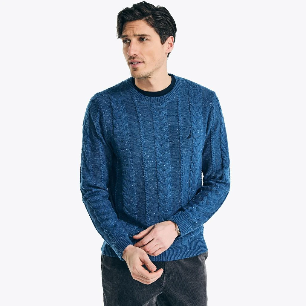 商品Nautica|Nautica Mens Sustainably Crafted Cable-Knit Crewneck Sweater,价格¥612,第1张图片