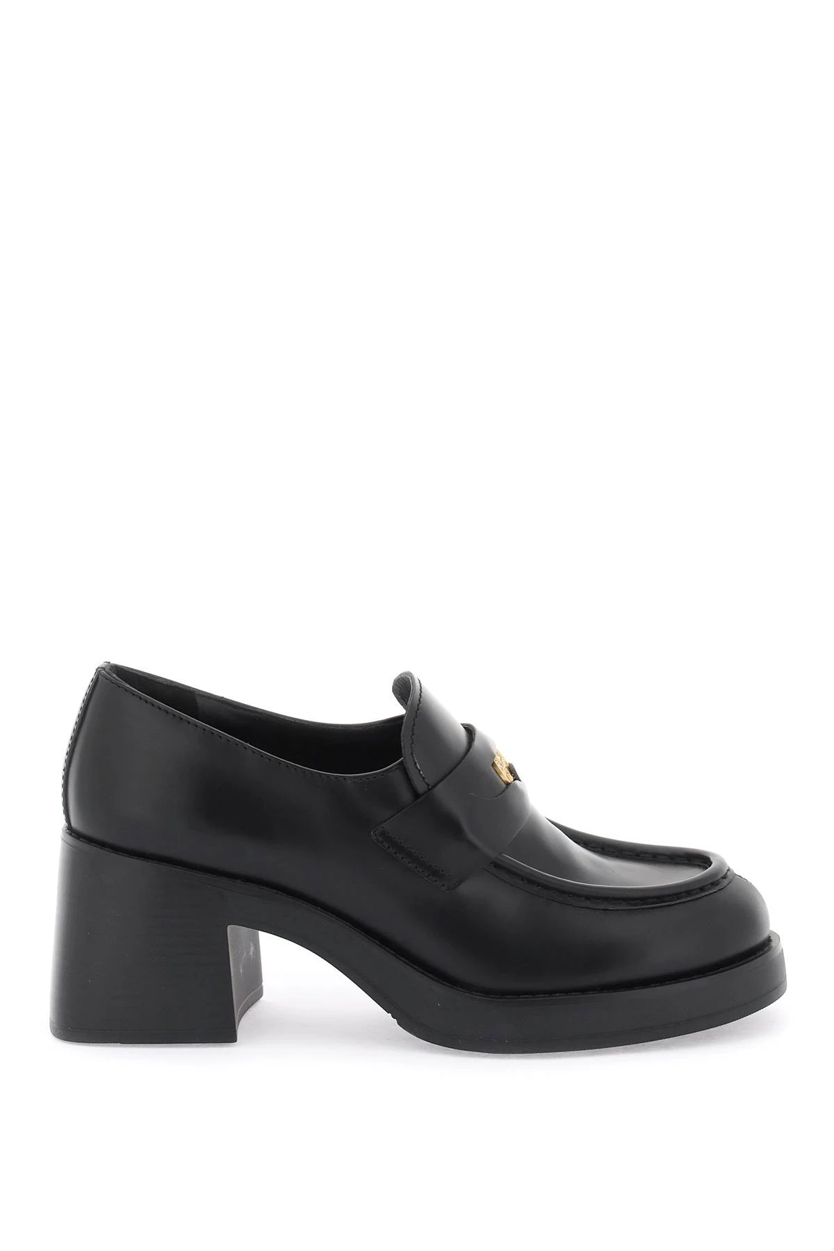 商品Miu Miu|Miu Miu 女士芭蕾乐福鞋 5D820DB4LF0002 黑色,价格¥10420,第1张图片