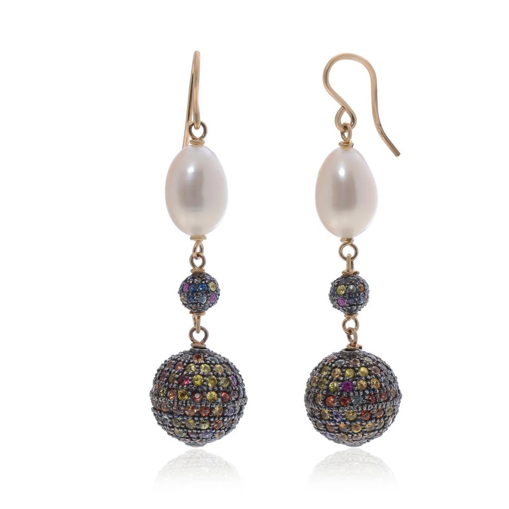 商品Zydo|Zydo Sterling Silver, Multicolored Sapphire 17.60ct. tw. and Pearl 9mm Drop Earrings,价格¥19024,第3张图片详细描述