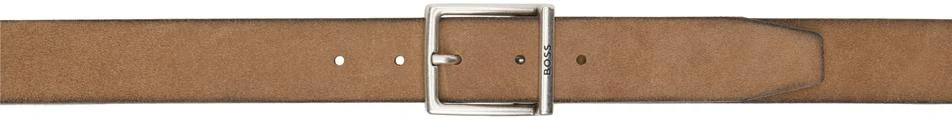 商品Hugo Boss|Brown Suede Squared Buckle Engraved Logo Belt,价格¥626,第1张图片