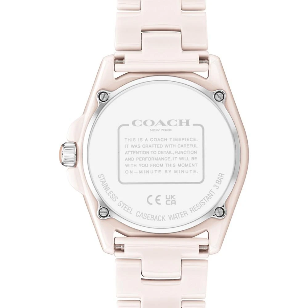 商品Coach|Women's Greyson Soft Pink Ceramic Bracelet Watch 36mm,价格¥2191,第3张图片详细描述