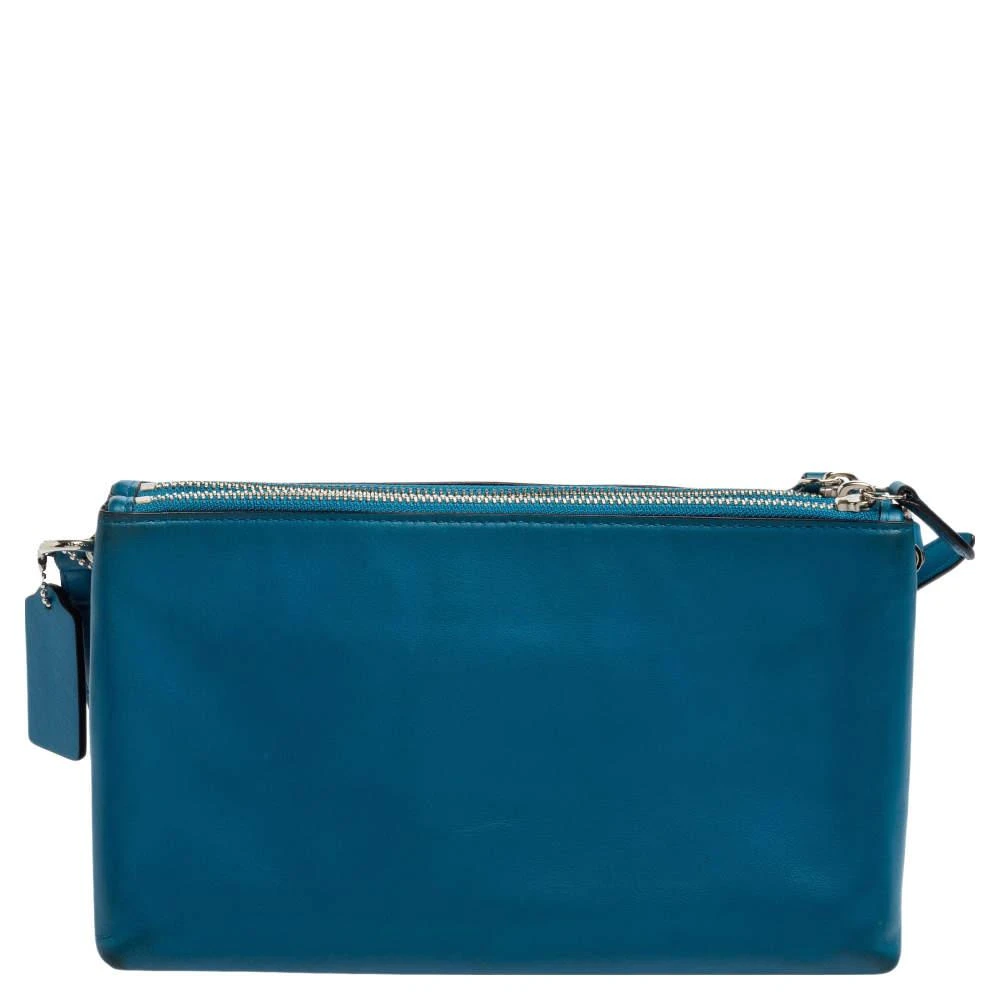 商品[二手商品] Coach|Coach Teal Blue Leather Crosby Double Zip Crossbody Bag,价格¥1548,第4张图片详细描述