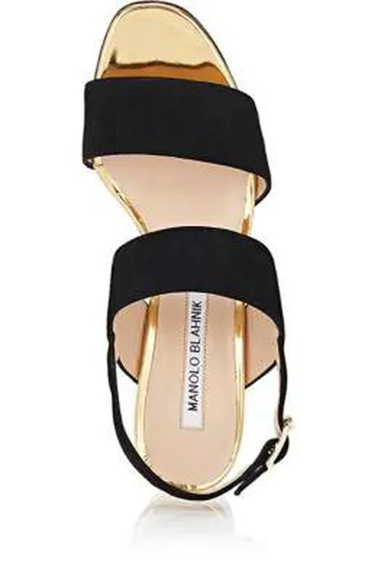 商品Manolo Blahnik|Khan Suede & Leather Sandals,价格¥2819,第4张图片详细描述