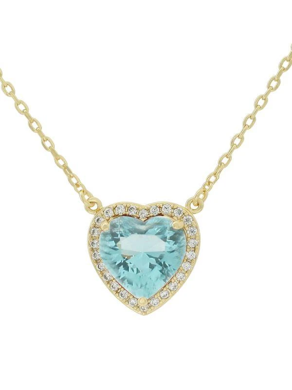 商品JanKuo|Heart 14K Goldplated Cubic Zirconia Pendant Necklace,价格¥150,第1张图片