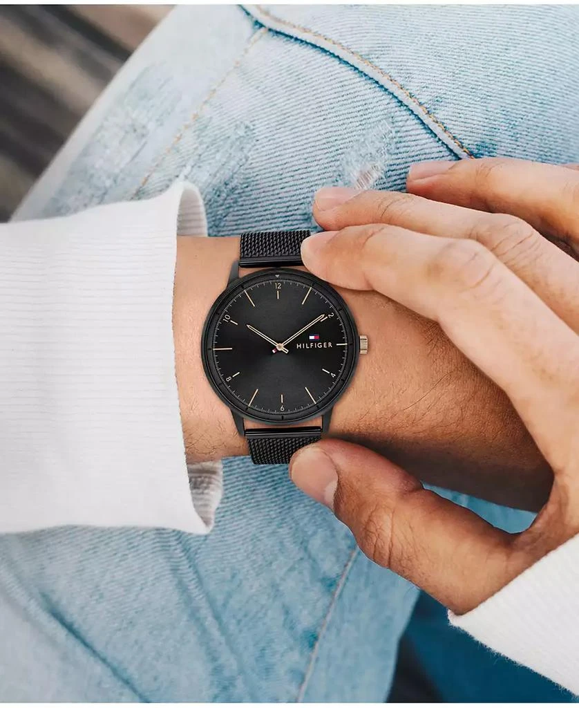 商品Tommy Hilfiger|Men's Black Stainless Steel Mesh Bracelet Watch 43mm,价格¥815,第5张图片详细描述