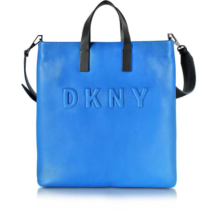 商品DKNY|DKNY 模压Logo 蔚蓝色/黑色皮革手提包,价格¥1280,第1张图片