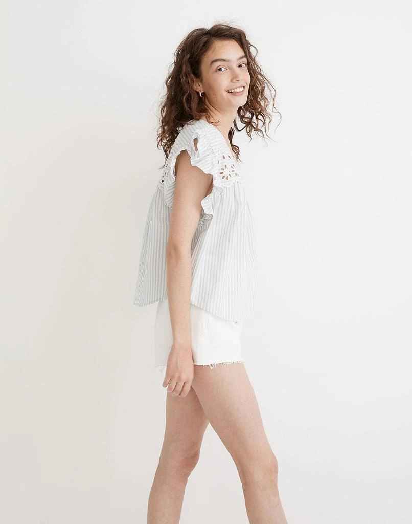商品Madewell|Eyelet Button-Front Shirt in Stripe,价格¥394,第2张图片详细描述