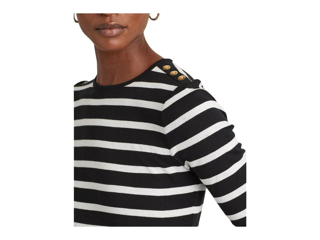 商品Ralph Lauren|Striped Button-Shoulder Top,价格¥418,第3张图片详细描述