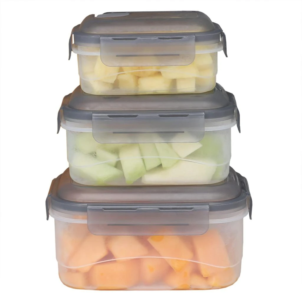 商品Home Basics|Home Basics Locking Rectangle Food Storage Containers with Grey Steam Vented Lids, (Set of 6),价格¥131,第1张图片