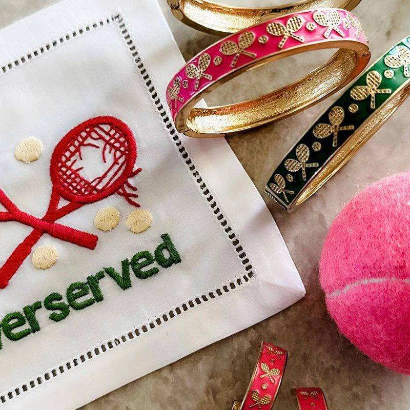 商品Canvas Style|Briar Tennis Racquet Enamel Hinge Bangle In Pink,价格¥347,第2张图片详细描述