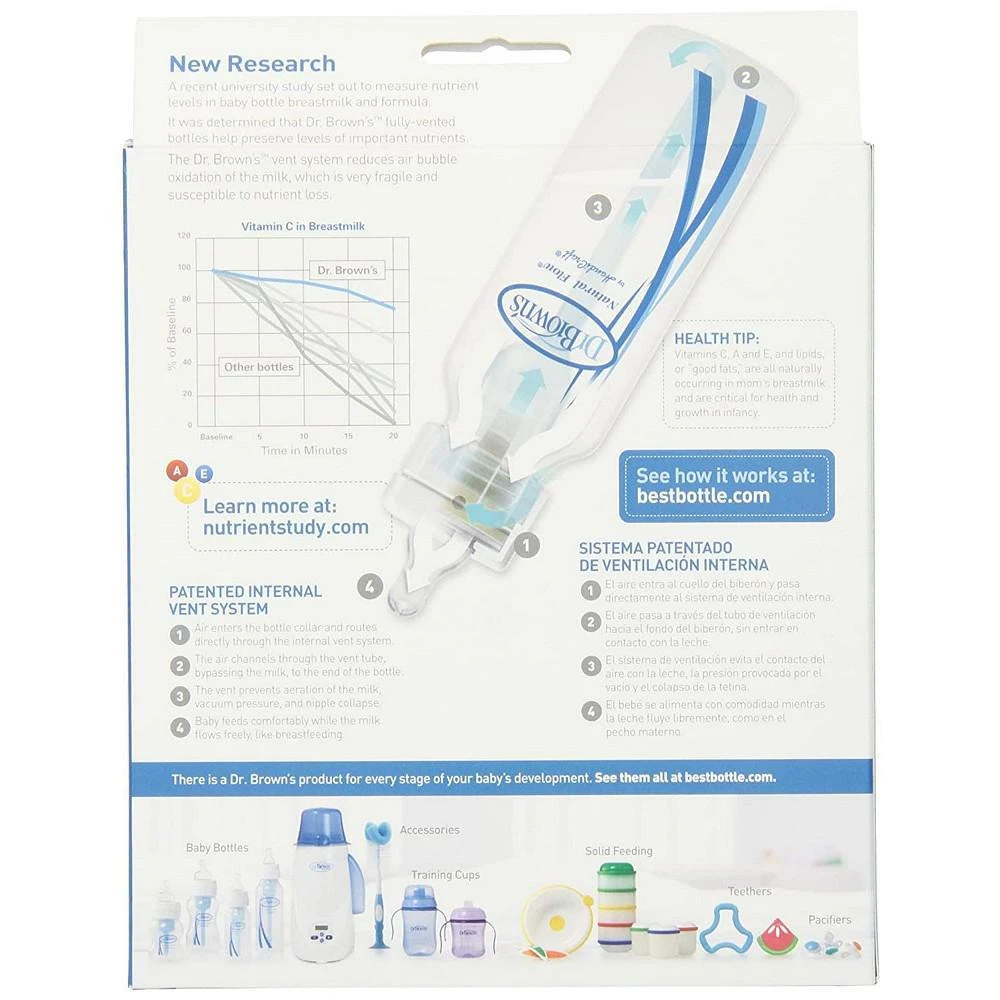 商品Dr. Browns|Dr. Brown's Standard Neck Anti-Colic Baby Bottle, 4 oz - 3-Pack,价格¥196,第2张图片详细描述