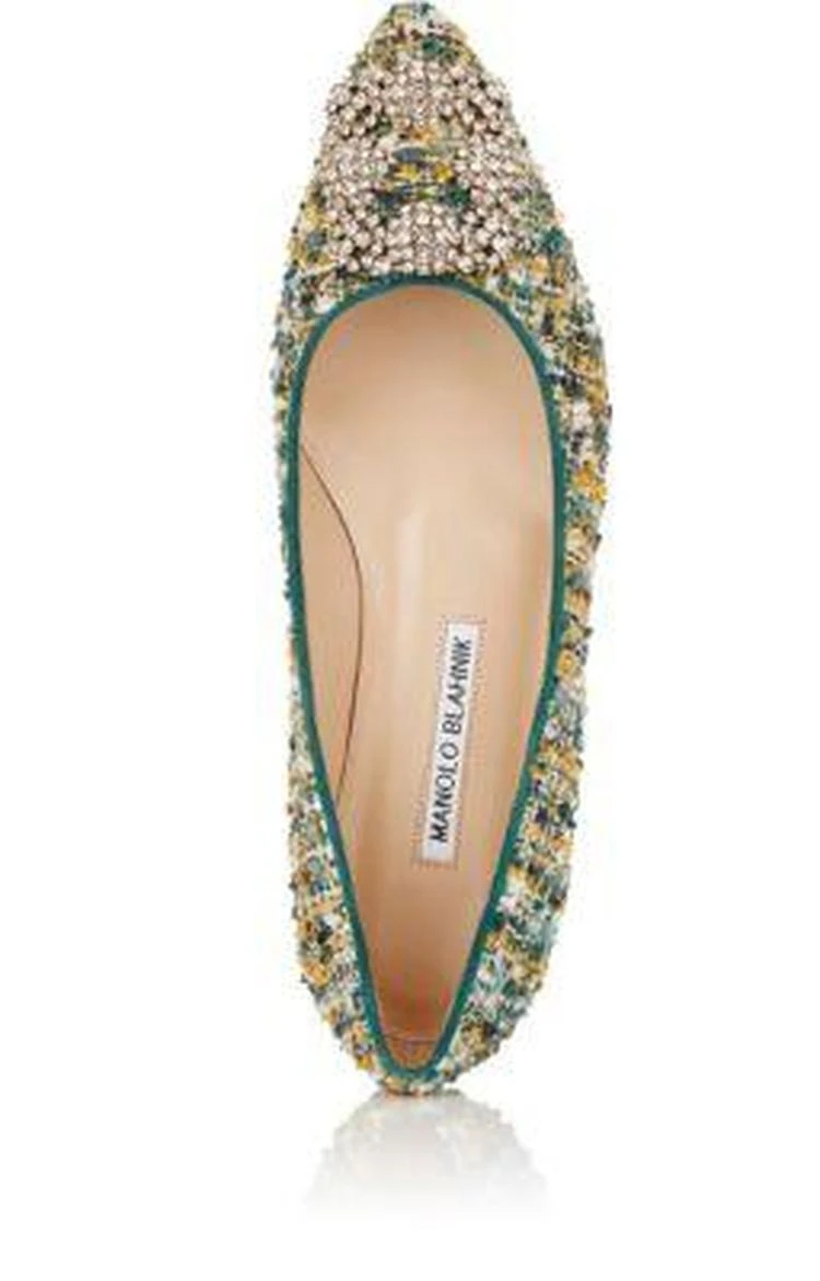 商品Manolo Blahnik|Hangisi Tweed Flats粗花呢平底鞋,价格¥4231,第4张图片详细描述