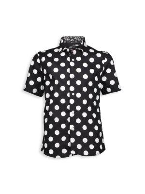 Little Boy’s Cotton Polka Dot Shirt商品第1张图片规格展示