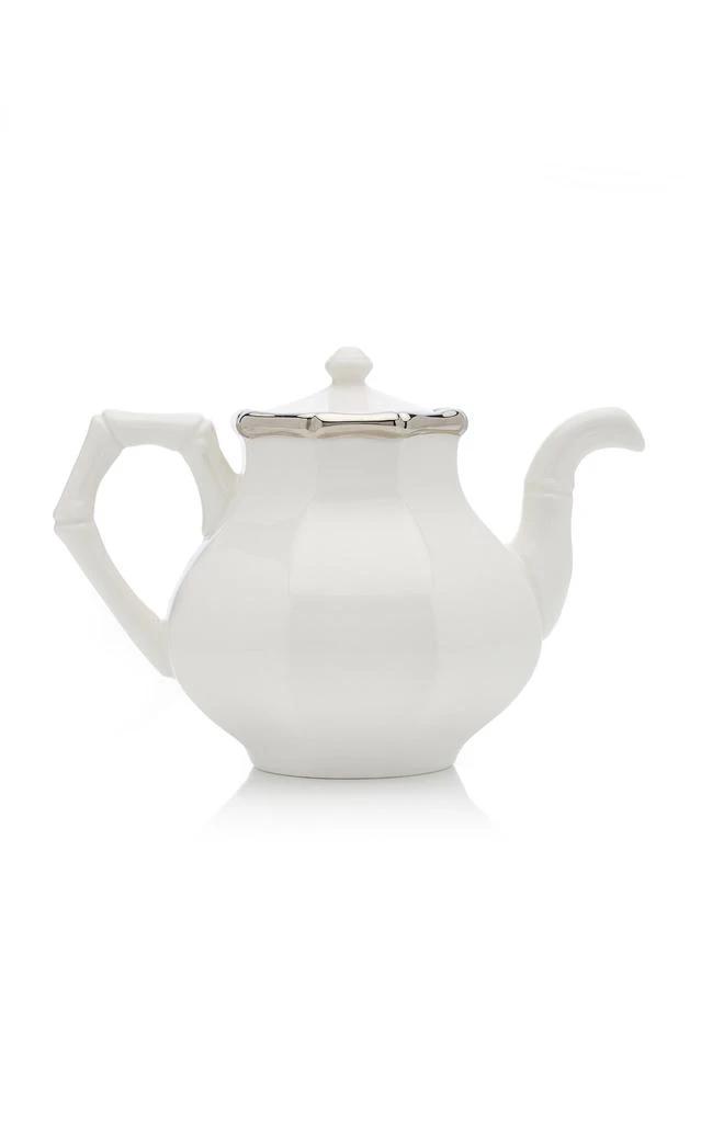 商品Este Ceramiche for Moda Domus|Este Ceramiche for Moda Domus - Bamboo Platinum-Trimmed Ceramic Teapot - Silver - Moda Operandi,价格¥357,第1张图片