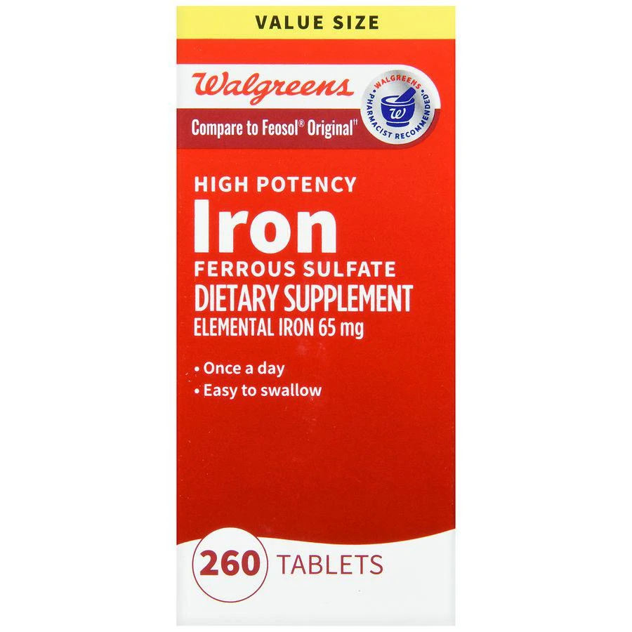 商品Walgreens|High Potency Iron Ferrous Sulfate Tablets,价格¥148,第2张图片详细描述