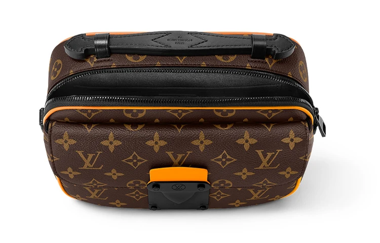 商品[国内直发] Louis Vuitton|S-Lock 橙色老花系列 可拆卸可调节肩带磁力闭合 涂层帆布 信使包单肩斜挎包 常规 男款 棕色/橙色,价格¥30084,第4张图片详细描述
