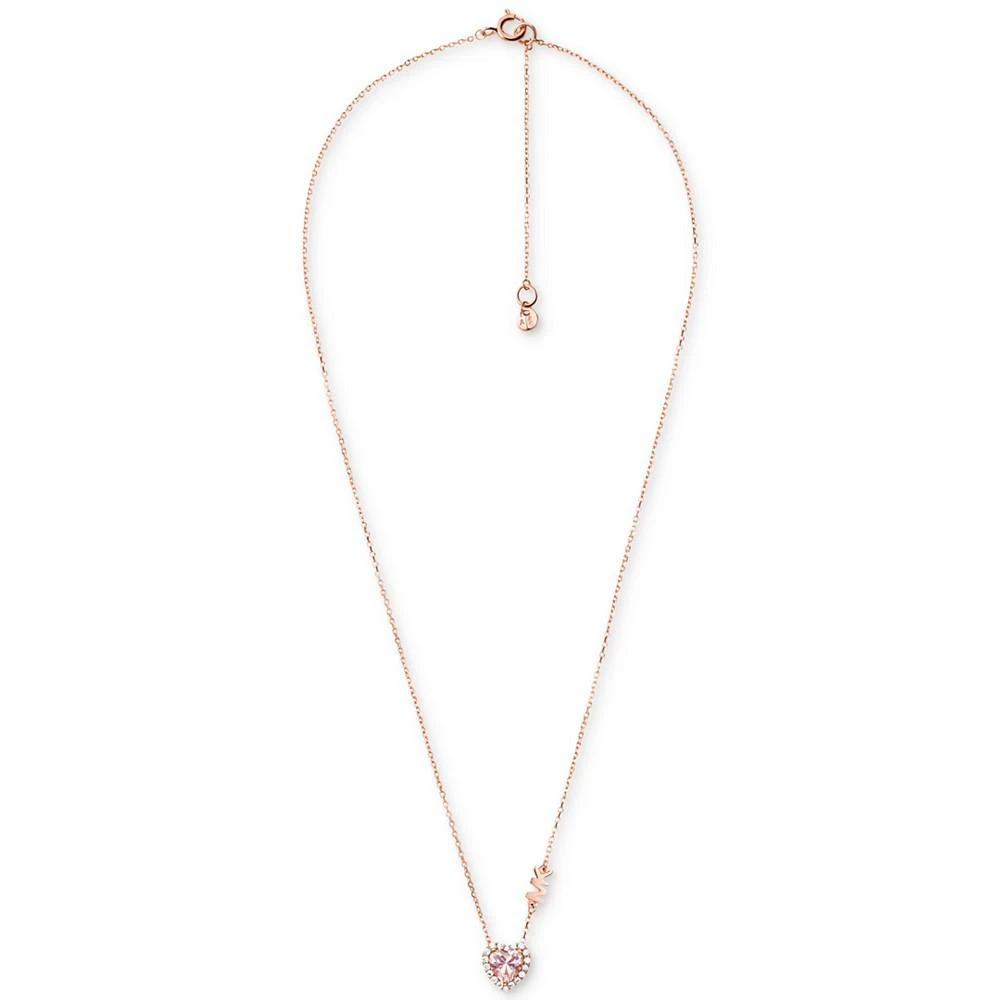 商品Michael Kors|14k Rose Gold-Plated Sterling Silver Crystal Heart Halo Pendant Necklace, 16" + 2" extender,价格¥942,第2张图片详细描述