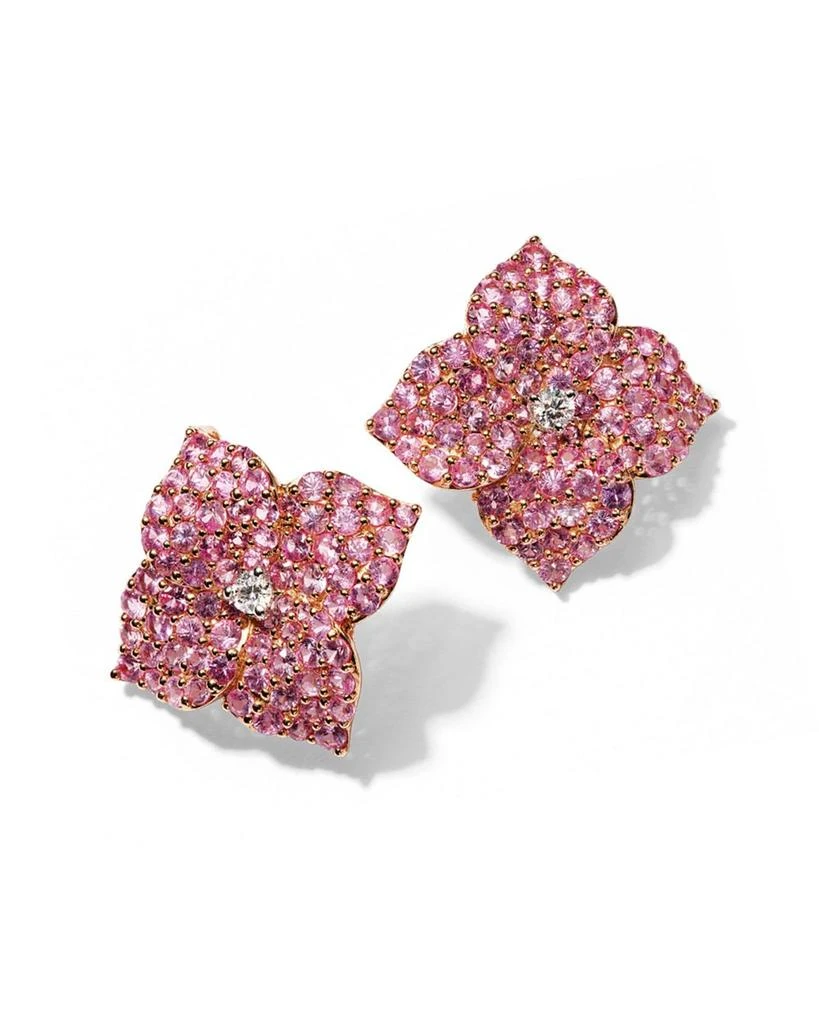 18K Rose Gold Large Fiore Earrings with Pink Sapphires and Diamonds 商品