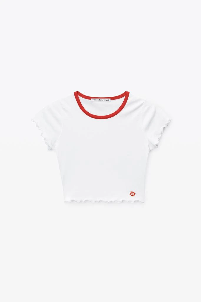 商品Alexander Wang|Lettuce Hem Baby Tee In Micro Rib Jersey,价格¥916,第3张图片详细描述