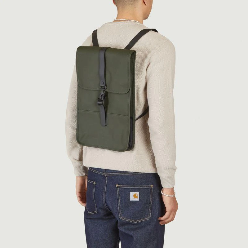 商品RAINS|Mini backpack in coated canvas Vert RAINS,价格¥312,第3张图片详细描述