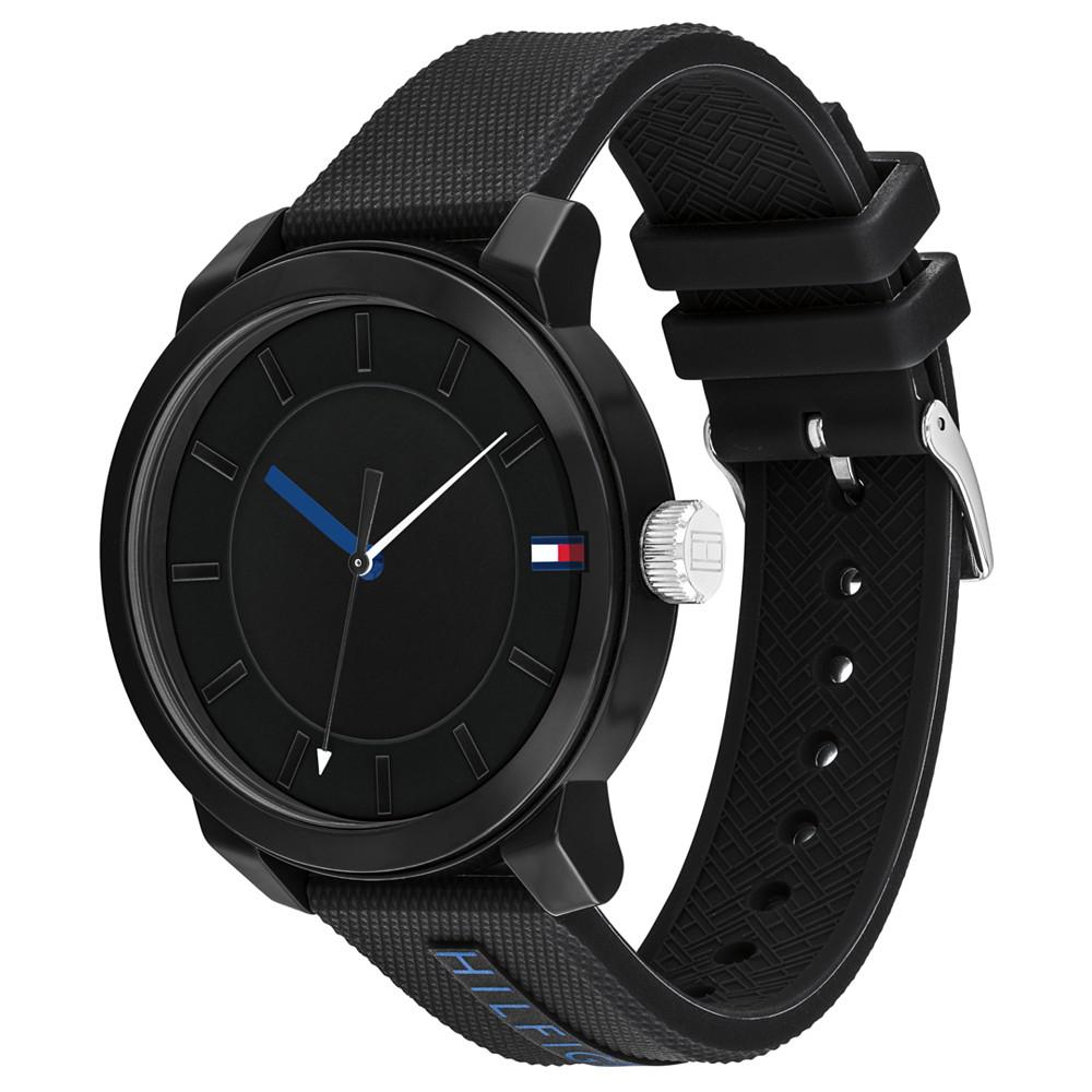 Men's Black Silicone Strap Watch 44mm, Created for Macy's商品第2张图片规格展示