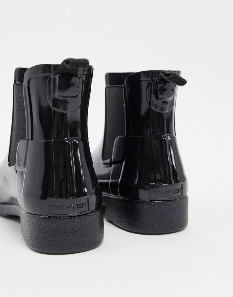 Hunter Original Refined chelsea wellington boots in black gloss商品第4张图片规格展示