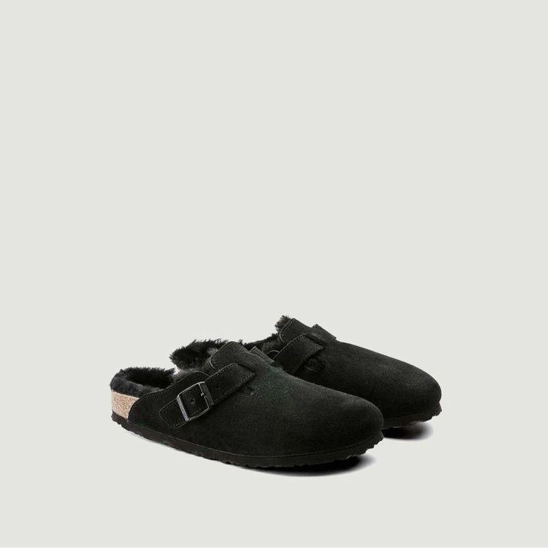 商品Birkenstock|Boston Fur Mules Black BIRKENSTOCK,价格¥1370,第2张图片详细描述