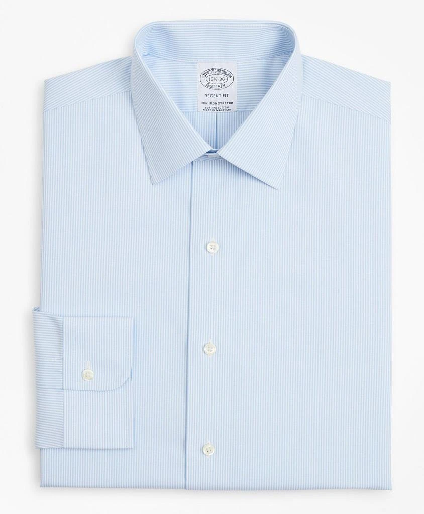 商品Brooks Brothers|Stretch Regent Regular-Fit  Dress Shirt, Non-Iron Poplin Ainsley Collar Fine Stripe,价格¥377,第4张图片详细描述