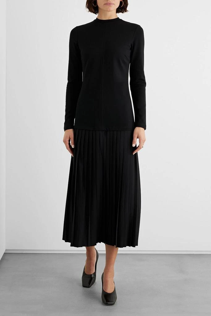 商品IRIS & INK|Ava jersey-paneled pleated twill midi dress,价格¥668,第2张图片详细描述