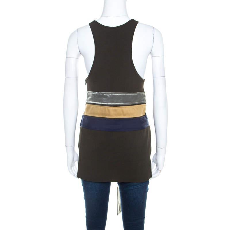 商品[二手商品] Celine|Celine Olive Green Knit Satin Belt Trim  Racer Back Tank Top S,价格¥819,第5张图片详细描述