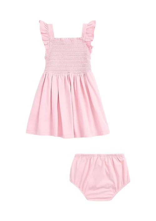 商品Ralph Lauren|Lauren Childrenswear Baby Girls Smocked Cotton Jersey Dress Bloomer,价格¥198,第2张图片详细描述