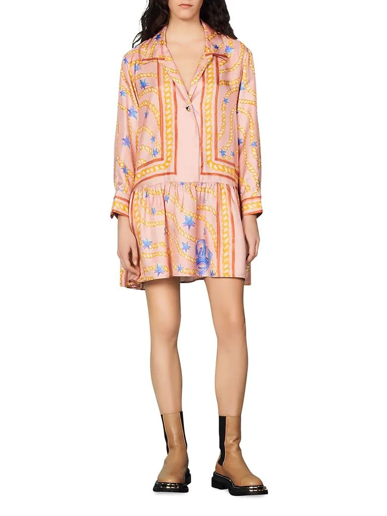 商品Sandro|Alexiane Printed Silk Mini Dress,价格¥1946,第2张图片详细描述