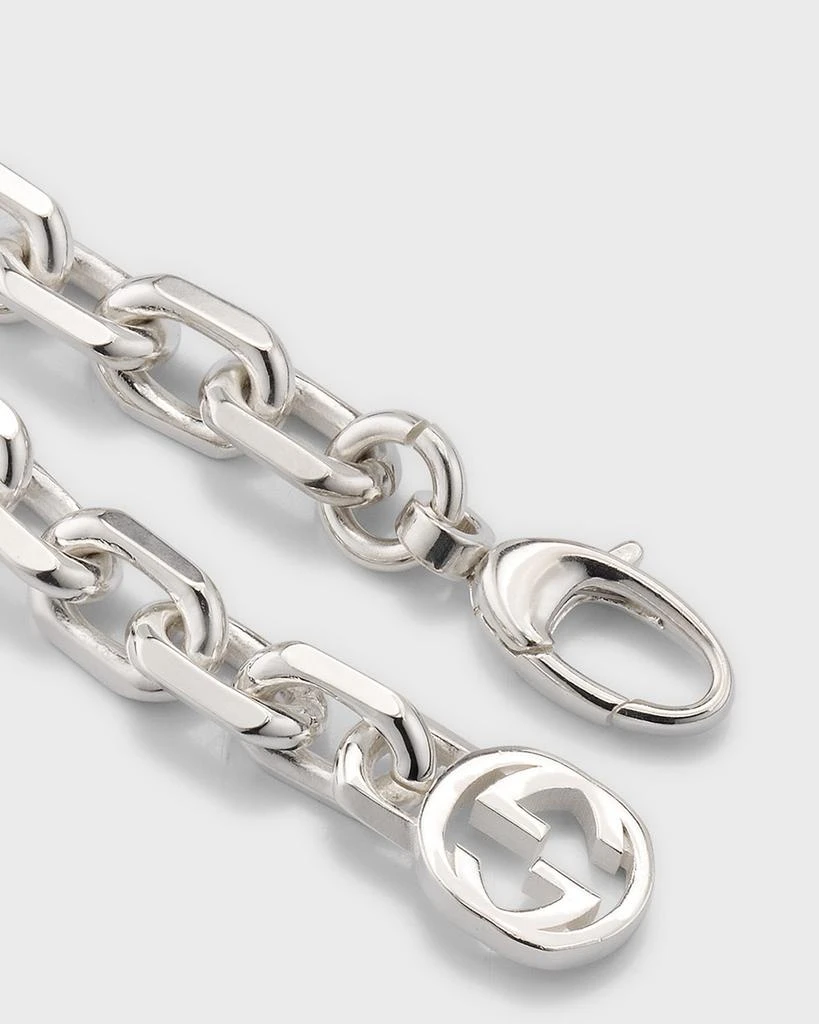 商品Gucci|Men's Sterling Silver Interlocking G Link Necklace,价格¥5097,第4张图片详细描述