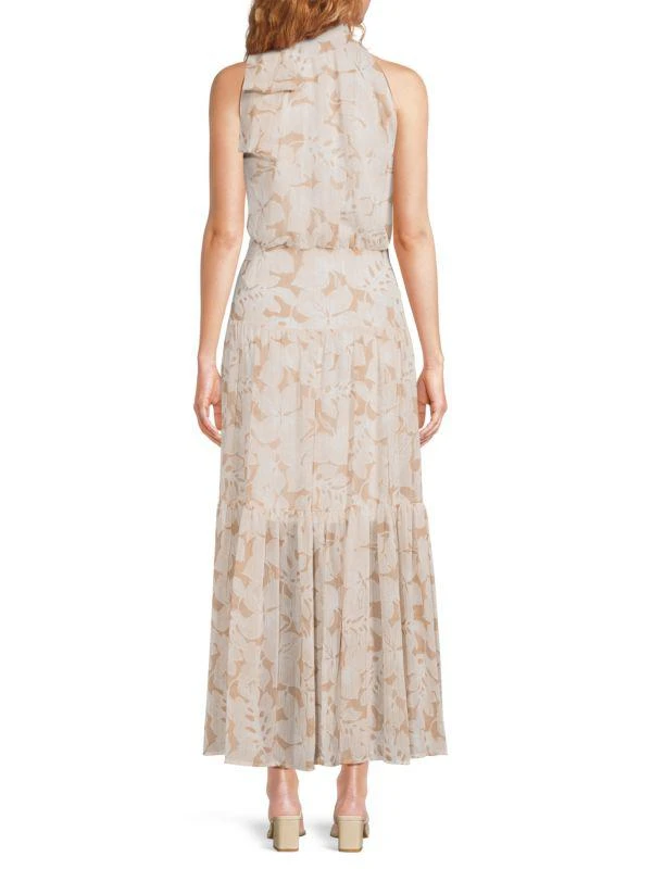 商品Tommy Hilfiger|​Halter Tie-Neck Metallic Floral Maxi Dress,价格¥475,第2张图片详细描述