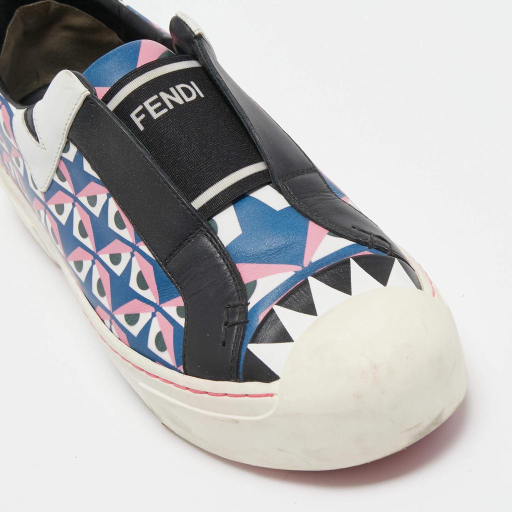 Fendi Multicolor Bug Eye Print Leather Slip On Sneakers Size 38商品第7张图片规格展示