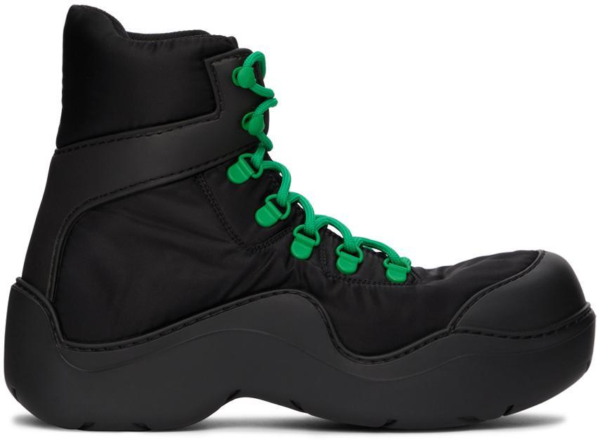 商品Bottega Veneta|Black & Green Puddle Bomber Boots,价格¥9326,第1张图片