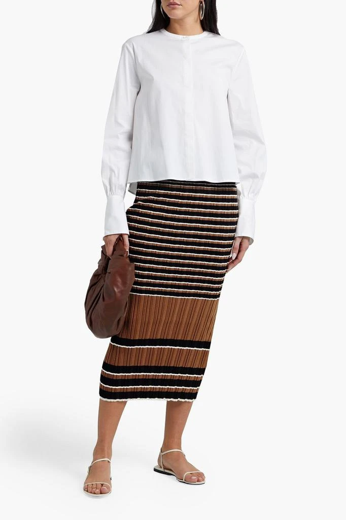 商品Theory|Striped ribbed cotton-blend midi skirt,价格¥1111,第4张图片详细描述