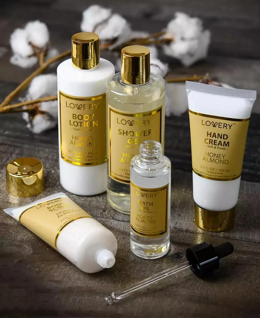 商品Lovery|Honey Almond Home Spa Gift Set, Bath and Body Care with Tote Bag, 9 Piece,价格¥393,第4张图片详细描述