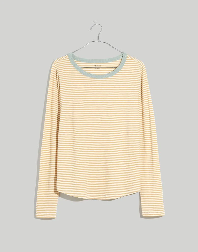 商品Madewell|Whisper Cotton Rib-Crewneck Long-Sleeve Ringer Tee in Keene Stripe,价格¥237,第5张图片详细描述