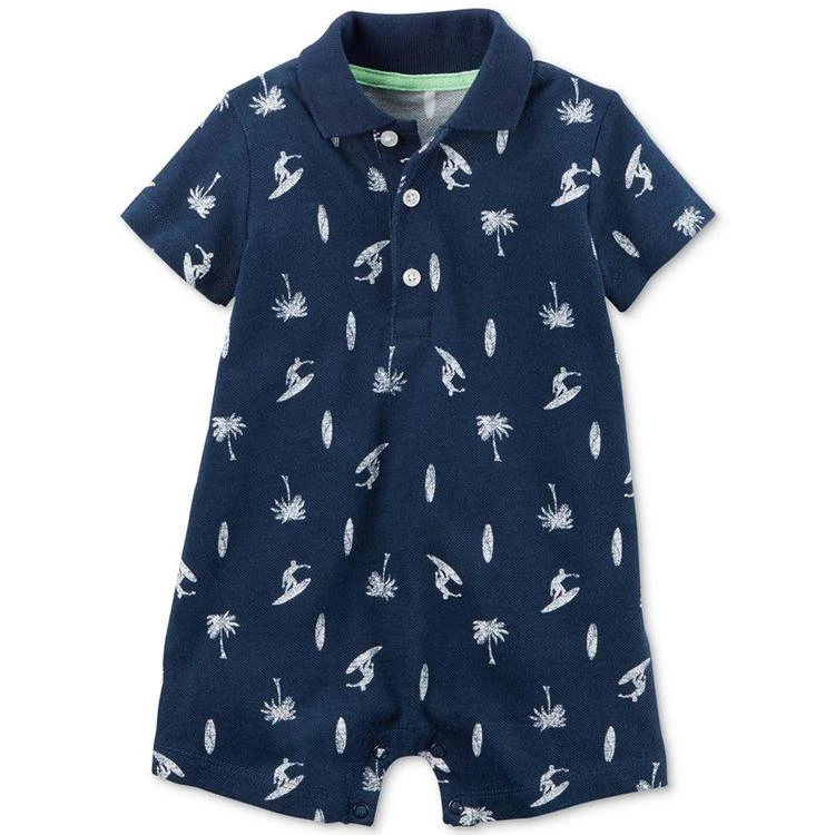 商品Carter's|Surf-Print Polo Romper, Baby Boys (0-24 months),价格¥35,第1张图片