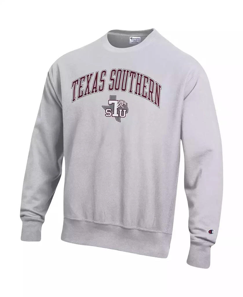 商品CHAMPION|Men's Heathered Gray Texas Southern Tigers Arch Over Logo Reverse Weave Pullover Sweatshirt,价格¥362,第2张图片详细描述