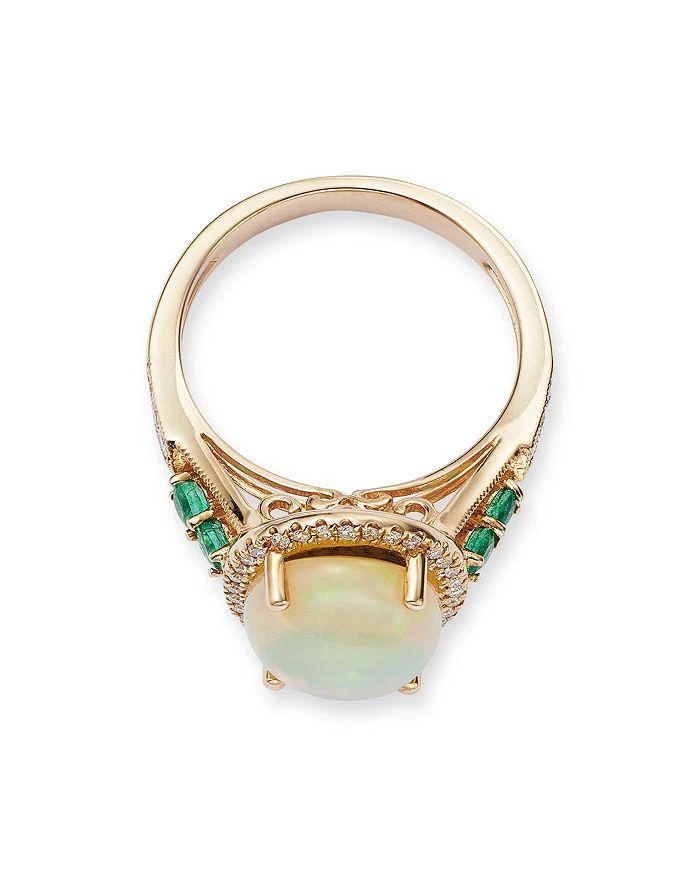 商品Bloomingdale's|Opal, Emerald, & Diamond Halo Ring in 14K Yellow Gold - 100% Exclusive,价格¥21677,第3张图片详细描述