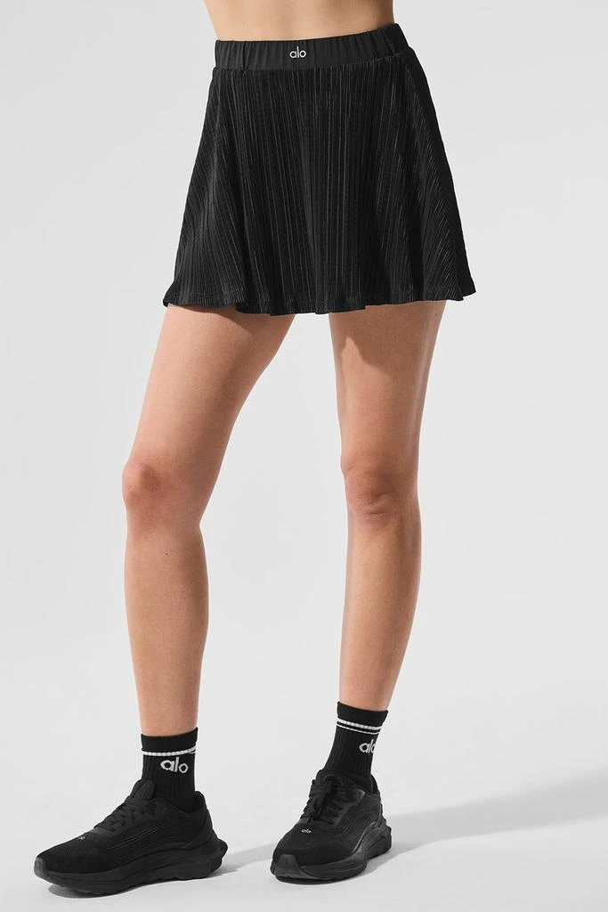 商品Alo|Micro Plisse Tennis Skirt - Black,价格¥518,第1张图片