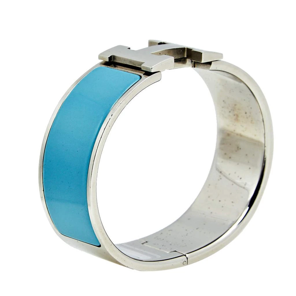 商品[二手商品] Hermes|Hermès Clic Clac H Blue Enamel Palladium Plated Wide Bracelet,价格¥2866,第2张图片详细描述