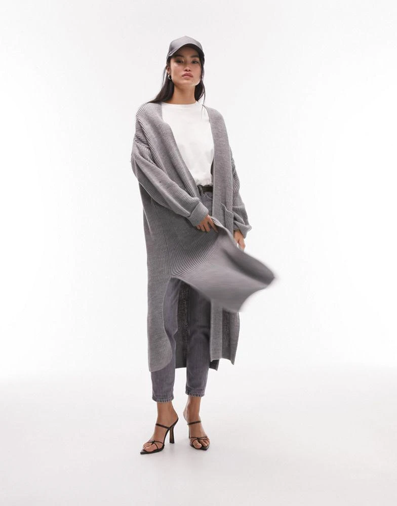 商品Topshop|Topshop knitted maxi cardi in grey,价格¥481,第4张图片详细描述