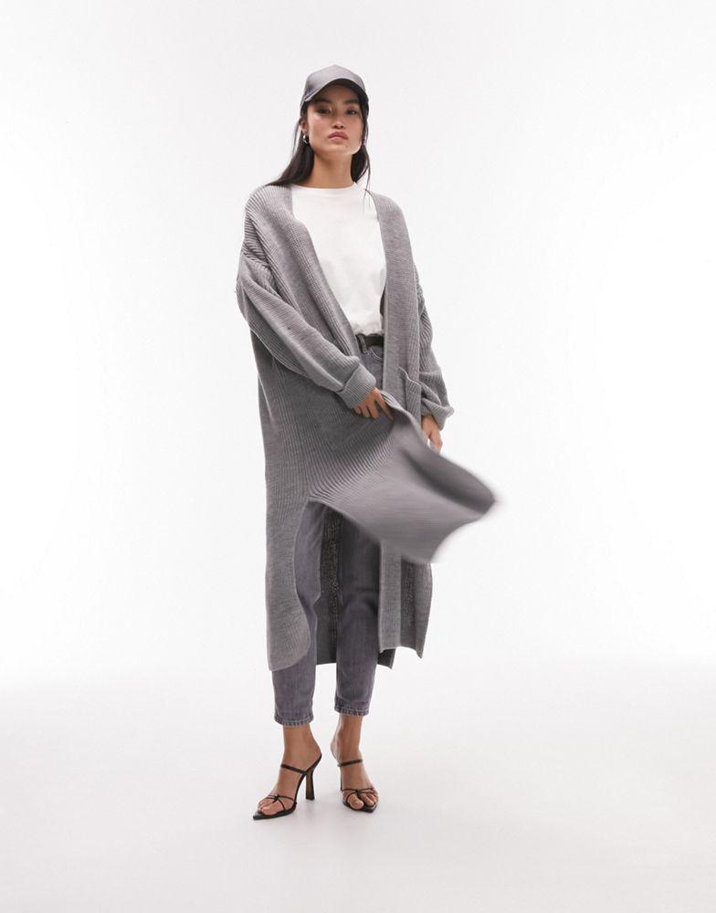 商品Topshop|Topshop knitted maxi cardi in grey,价格¥438,第6张图片详细描述