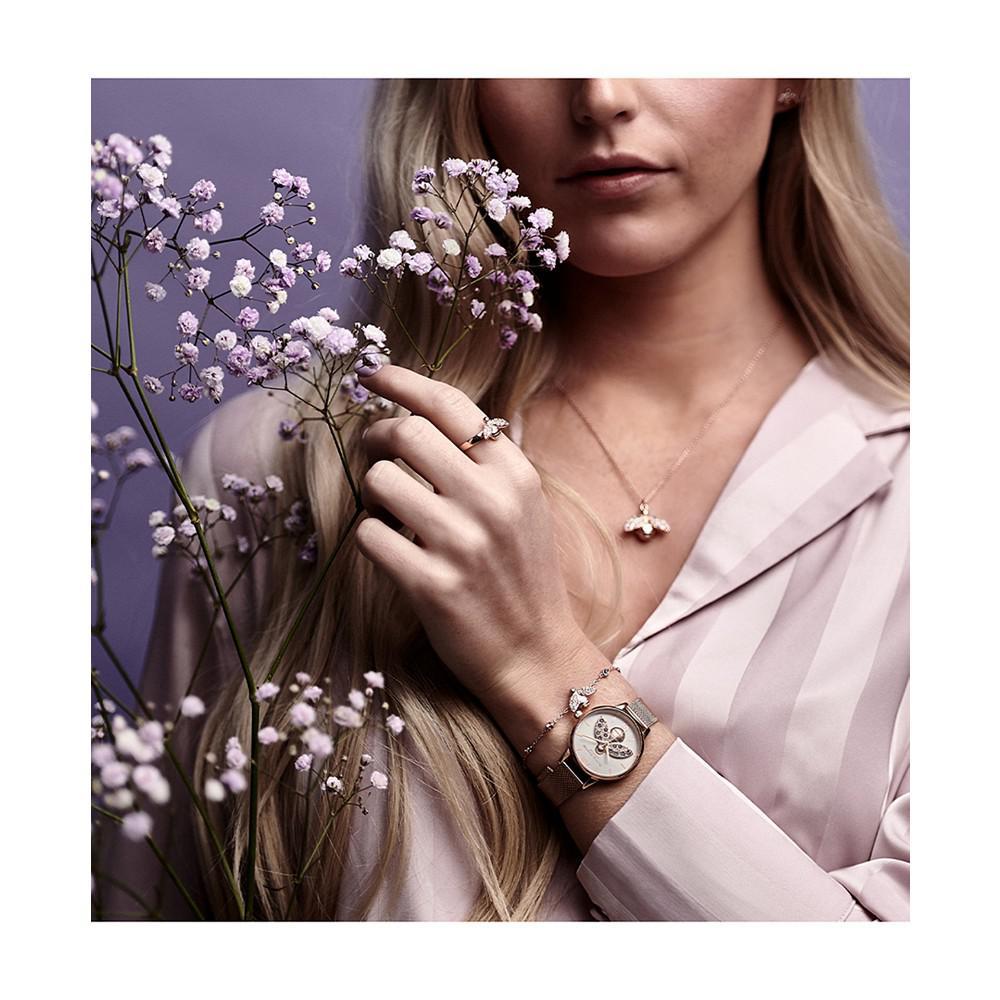 商品Olivia Burton|Women's Rainbow Bee Rose Gold-Tone Stainless Steel Mesh Bracelet Watch 30mm,价格¥1073,第5张图片详细描述