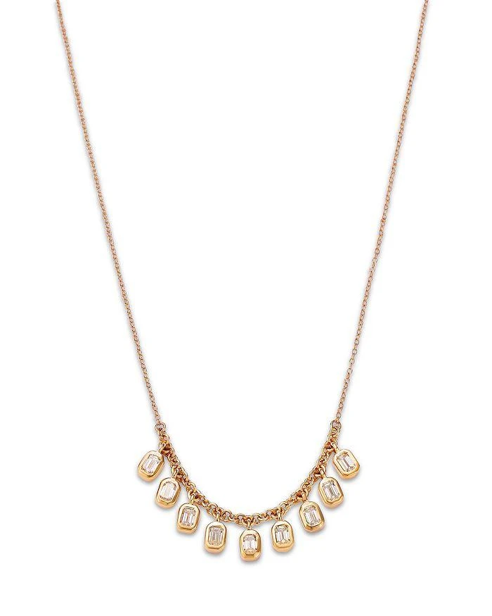 商品Moon & Meadow|14K Yellow Gold Lab Grown Diamond Dangle Collar Necklace, 16-20",价格¥8698,第1张图片详细描述