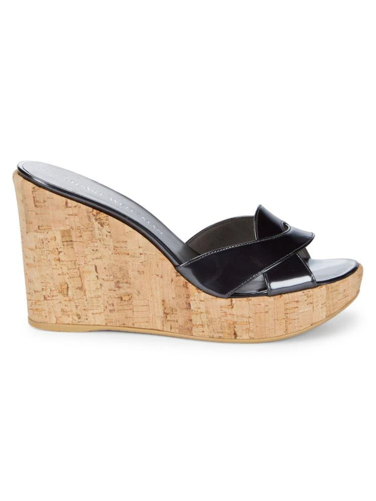 商品Stuart Weitzman|Overit Leather Wedge Slides,价格¥1105,第1张图片